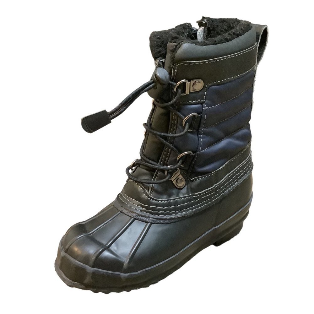 LANDS' END BOYS Black & Blue Winter Snow Boot Drawstring Round Toe- Size 11M
